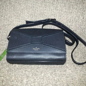 KATE SPADE-Bridge Place-Betsi-Black Leather Shoulder/Crossbody Bag w/Bow-NWT
